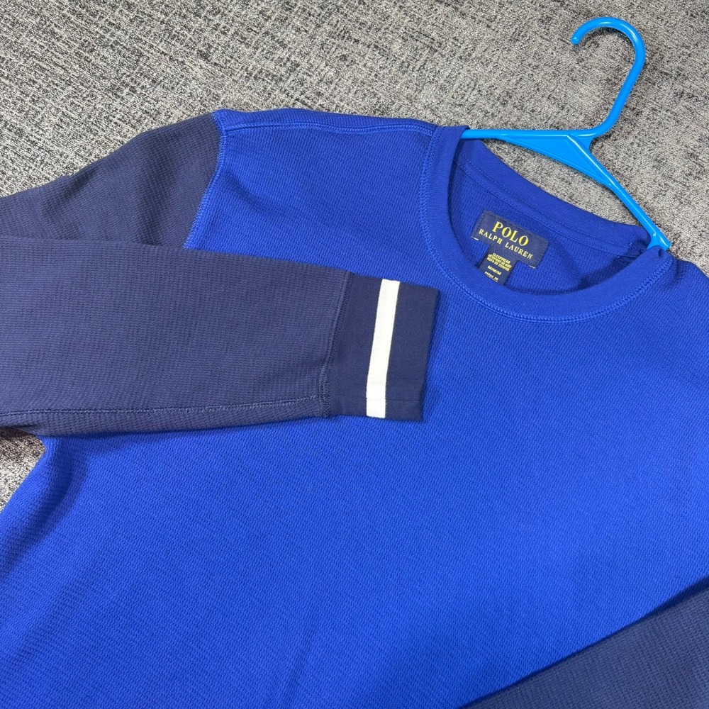 Polo Ralph Lauren Sleepwear Shirt Medium Blue Waffle‎ Knit Long Sleeve PWMLCR